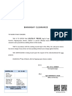 Barangay Clearance Certificate for Loan