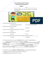 Fourth Periodical Examination English 2: Subic Ecumenical Learning Center # 23 Calapandayan Subic, Zambales