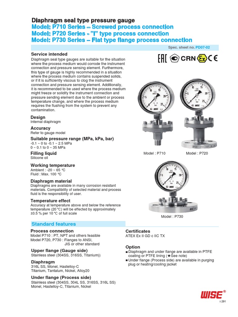 WISE Pressure Gauge P710,P720,P730 Pressure Measurement Pressure