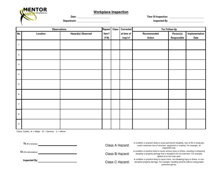 Workplace Hazard Inspection Checklist | PDF | Labor Relations | Working ...