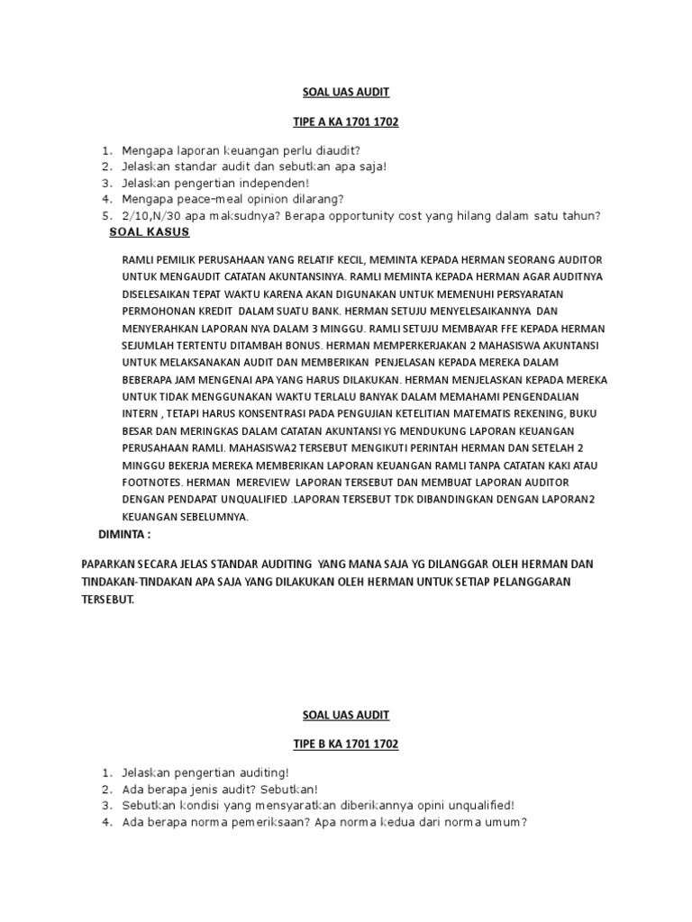 Soal Uas Audit A B C