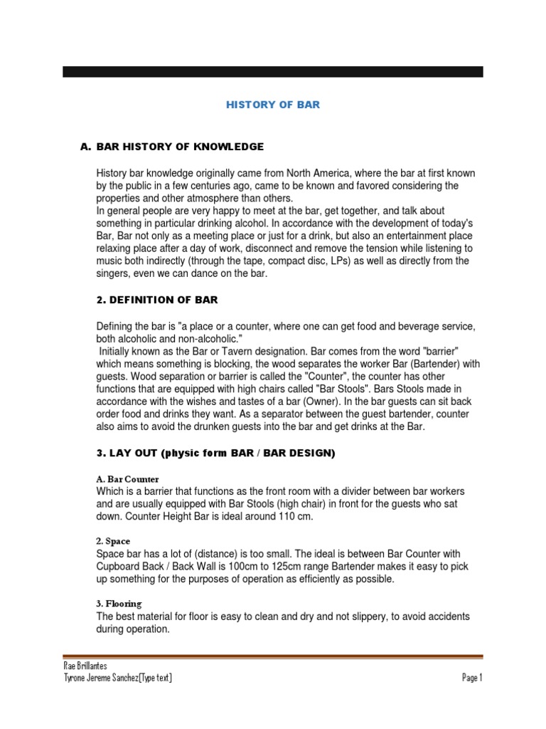 Bar History and Design Essentials | PDF | Bar | Drink