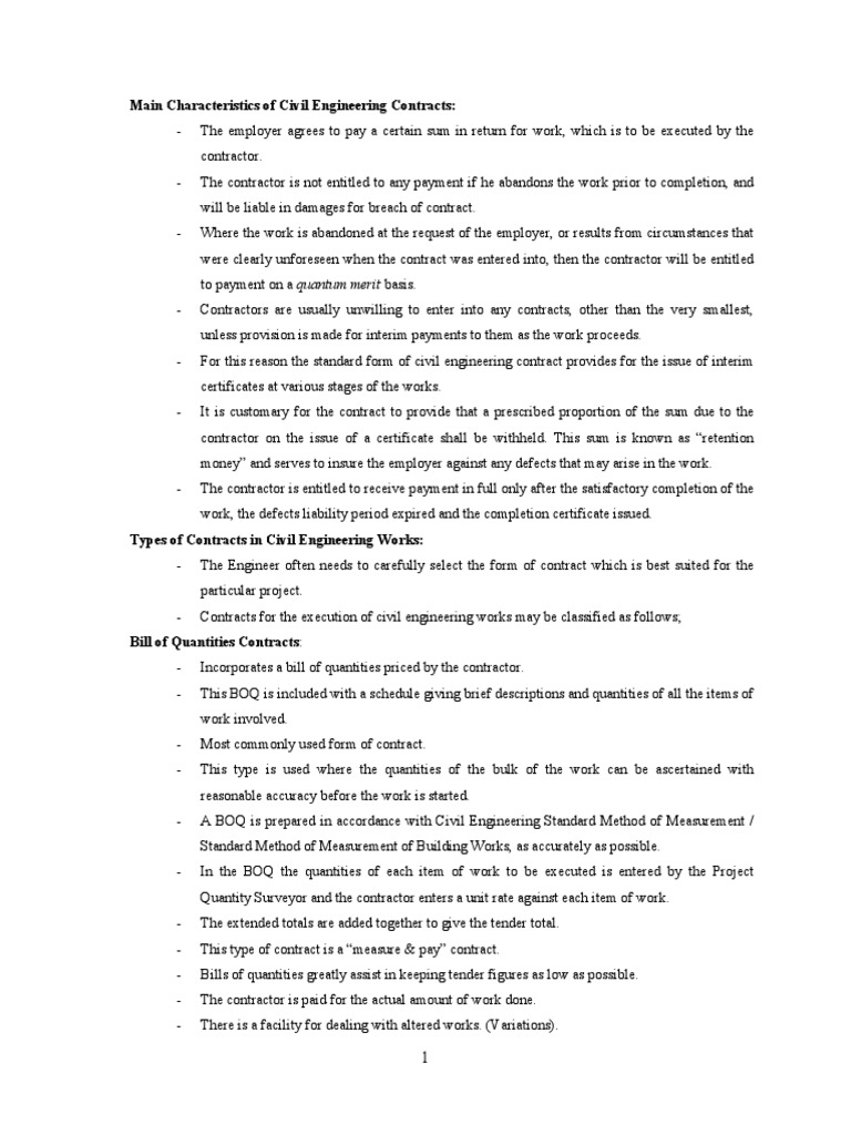 Types of Civil Engineering Contracts | PDF | Employment | Contract ...