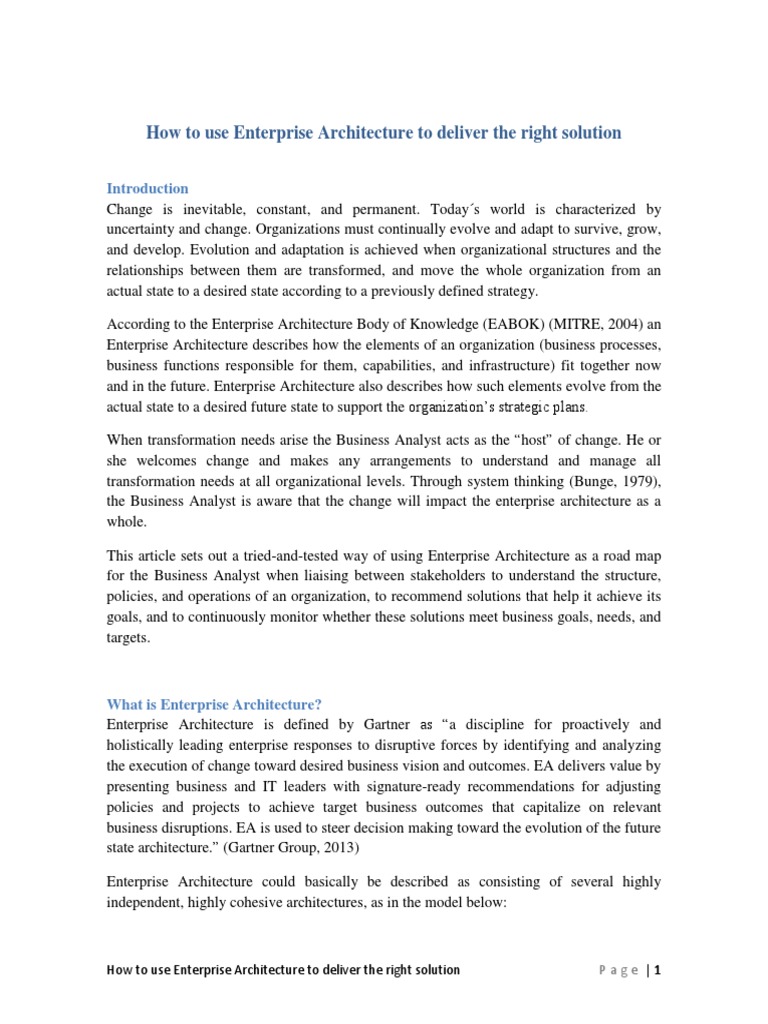 Enterprise Architecture for Business Analysts | PDF | Enterprise ...