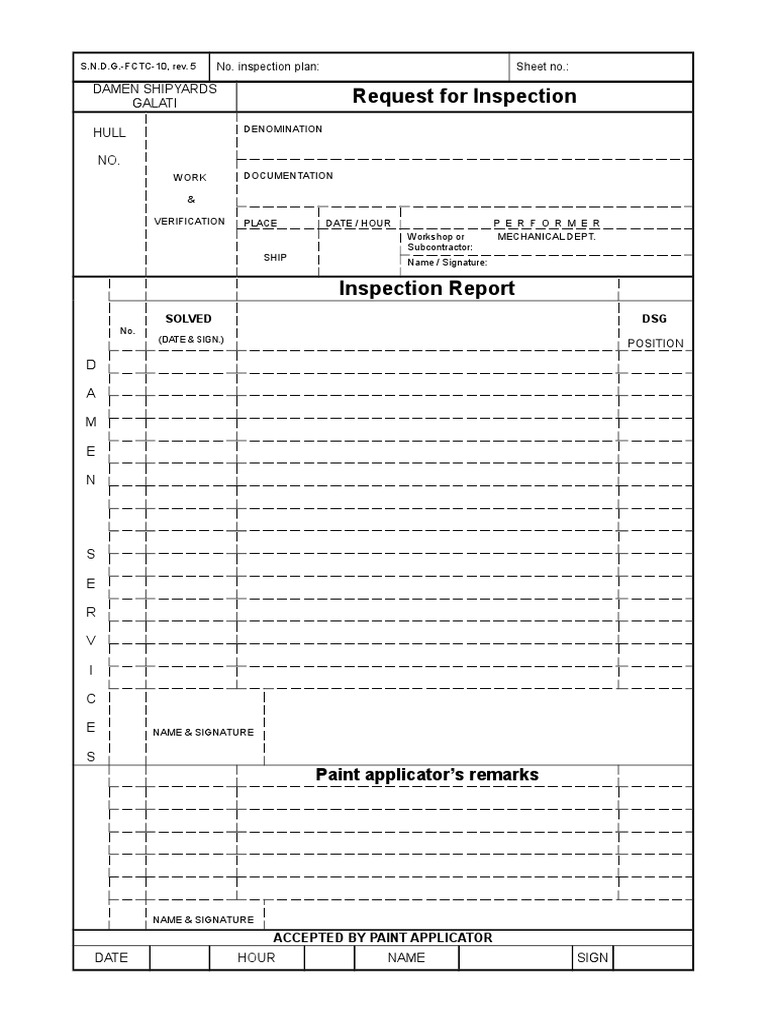 Damen Shipyards Inspection Report Template | PDF