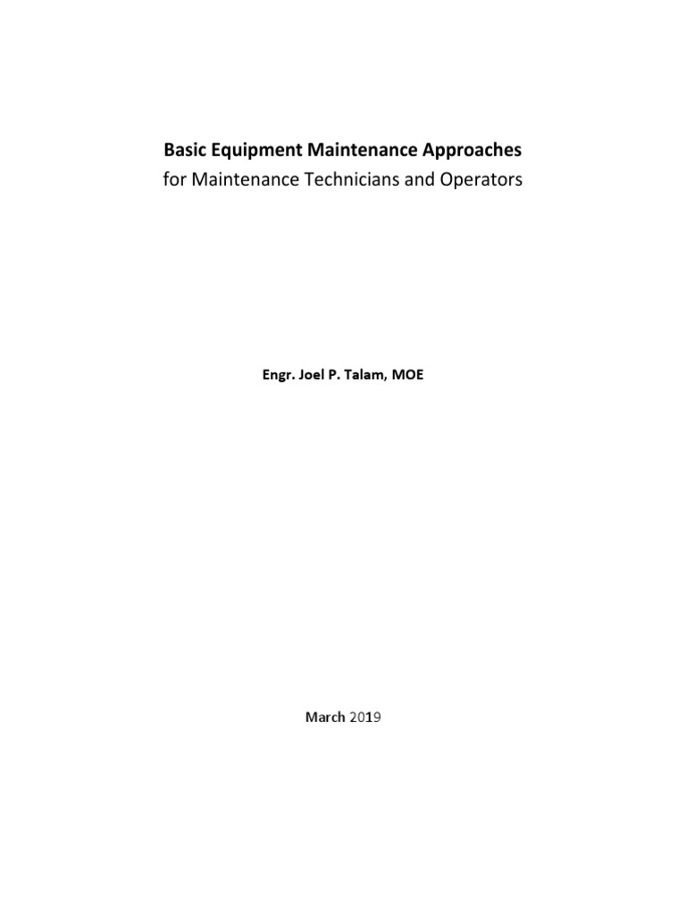 Basic Equipment Maintenance Approach A Training Module PDF Wear