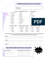 Resume Action Verb Worksheet