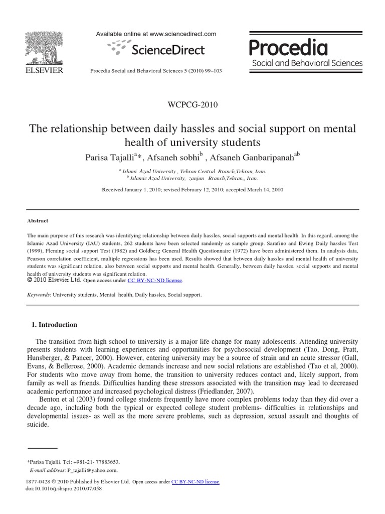 The Relationship Between Daily Hassles and Social Support On Mental ...