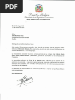 Carta de felicitación del presidente Danilo Medina por séptimo aniversario del programa radio-televisivo El Sol de la Mañana