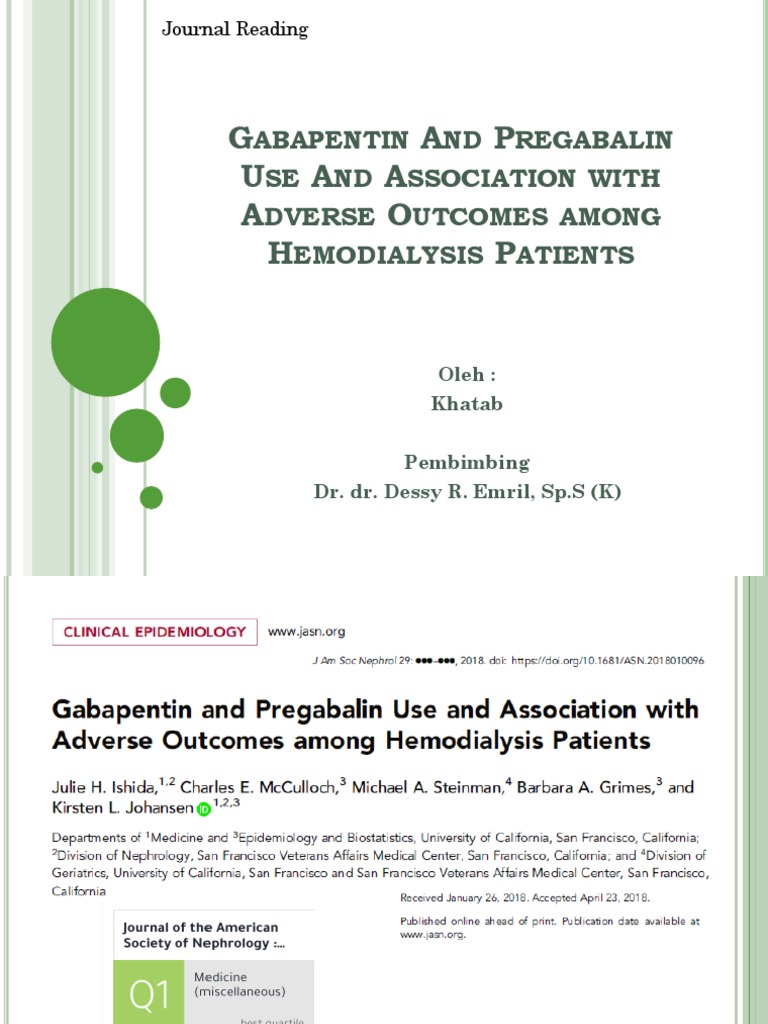 Gabapentin and Pregabalin Risks in Hemodialysis | PDF