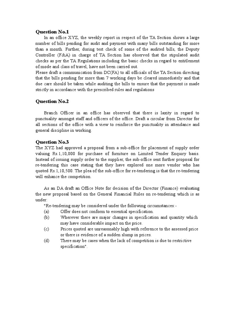 Questions On Noting & Drafting PDF Prices Social Institutions