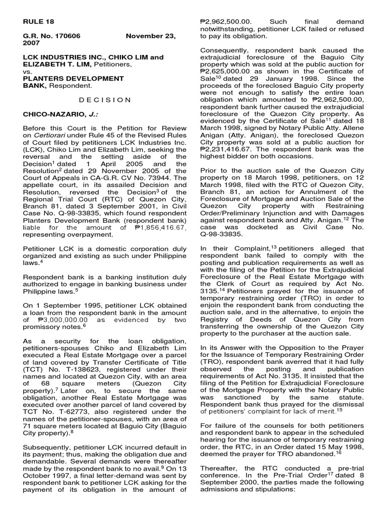 RULE 18 Full | PDF | Foreclosure | Mortgage Law