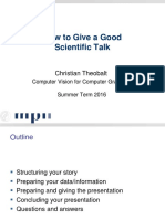 How To Give A Good Scientific Talk: Christian Theobalt