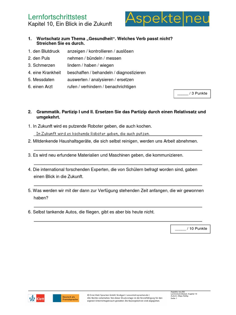 Aspekte Neu B2 Test Kapitel 2