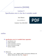 Econometrics (EM2008) Specification Error in The The K-Variable Model