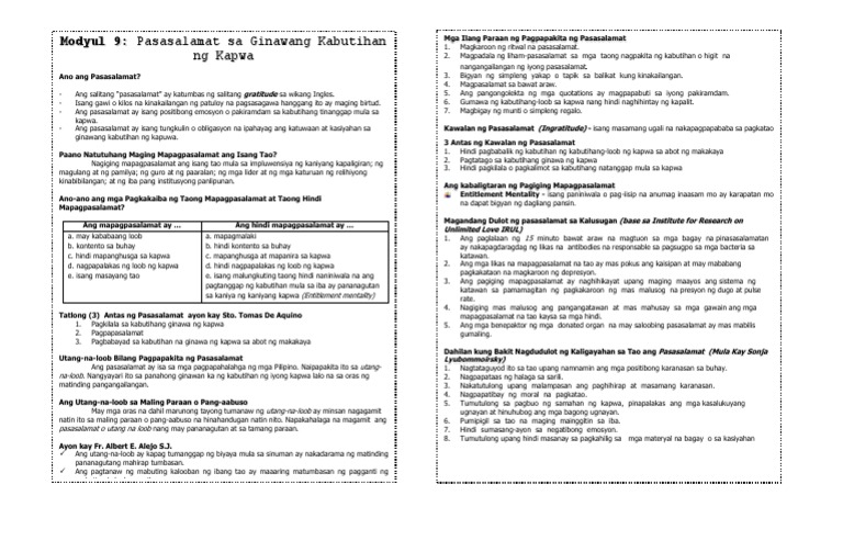 Modyul 9 Handout Final | PDF