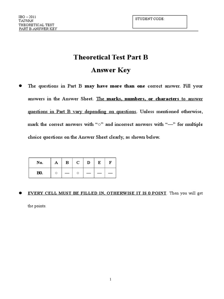 IBO 2011 Taiwan Test Part B Answer Key | PDF | Gonadotropin | Hormone