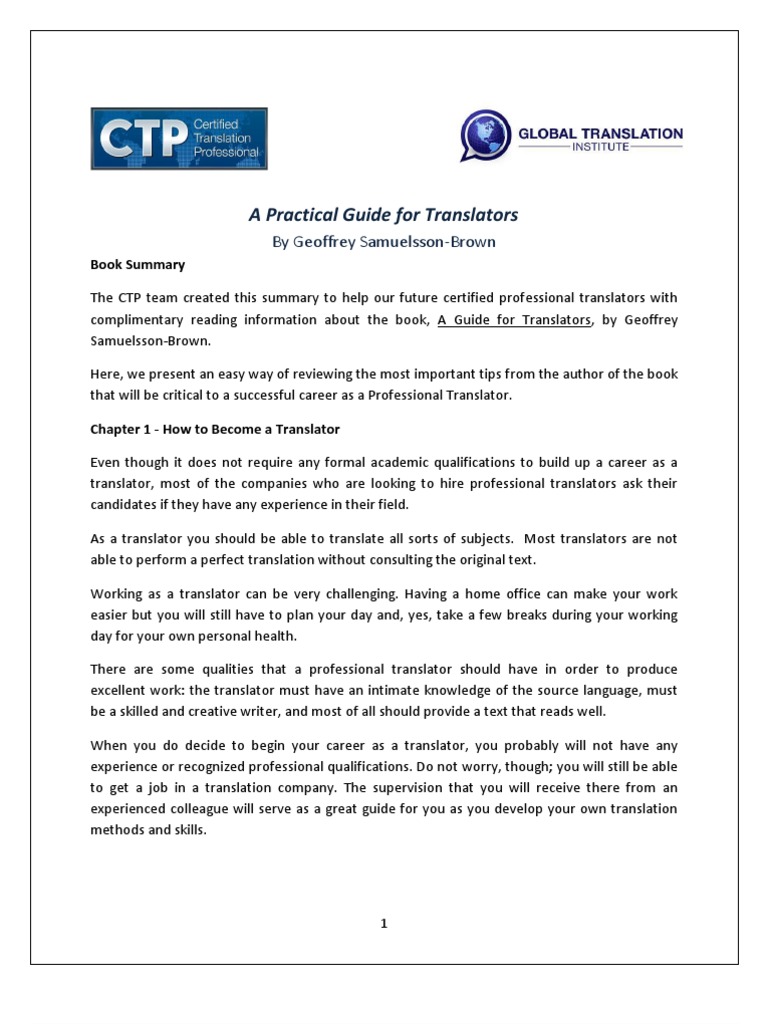 Practical Guide for Aspiring Translators | PDF | Translations | Printer ...