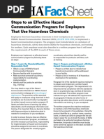 Sheet: Steps To An Effective Hazard Communication Program For Employers That Use Hazardous Chemicals