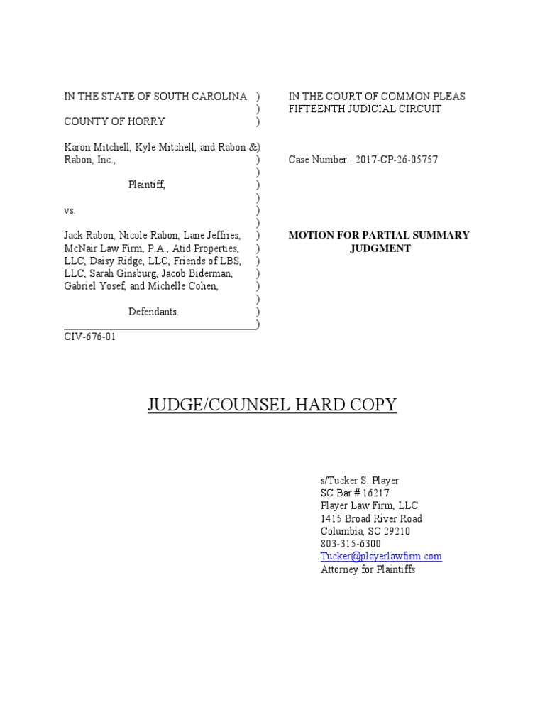 Motion to Void Sale Final Combined Judge Counsel Copy Board Of