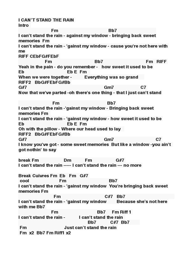 I Can't Stand The Rain PDF