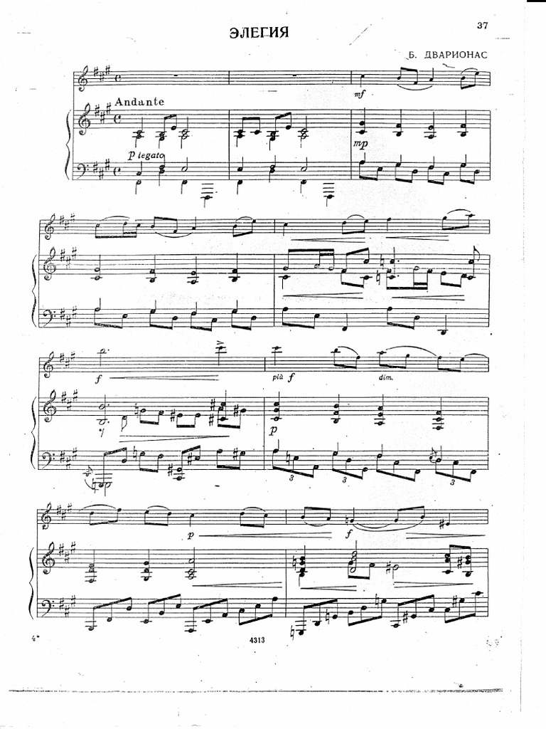 Balys Dvarionas - Elegija (Prie Ezerelio) | PDF