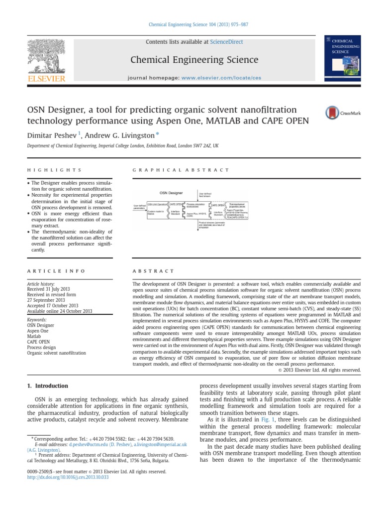 Aspen Matlab Cape Open Design | PDF | Membrane | Simulation