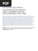 Las Normas de Origen Para Las Mercancias en El Sistema Gatt