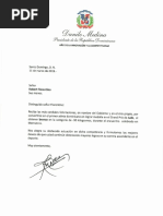 Carta de felicitación del presidente Danilo Medina a Robert Florentino, medallista de bronce en Grand Prix de Judo