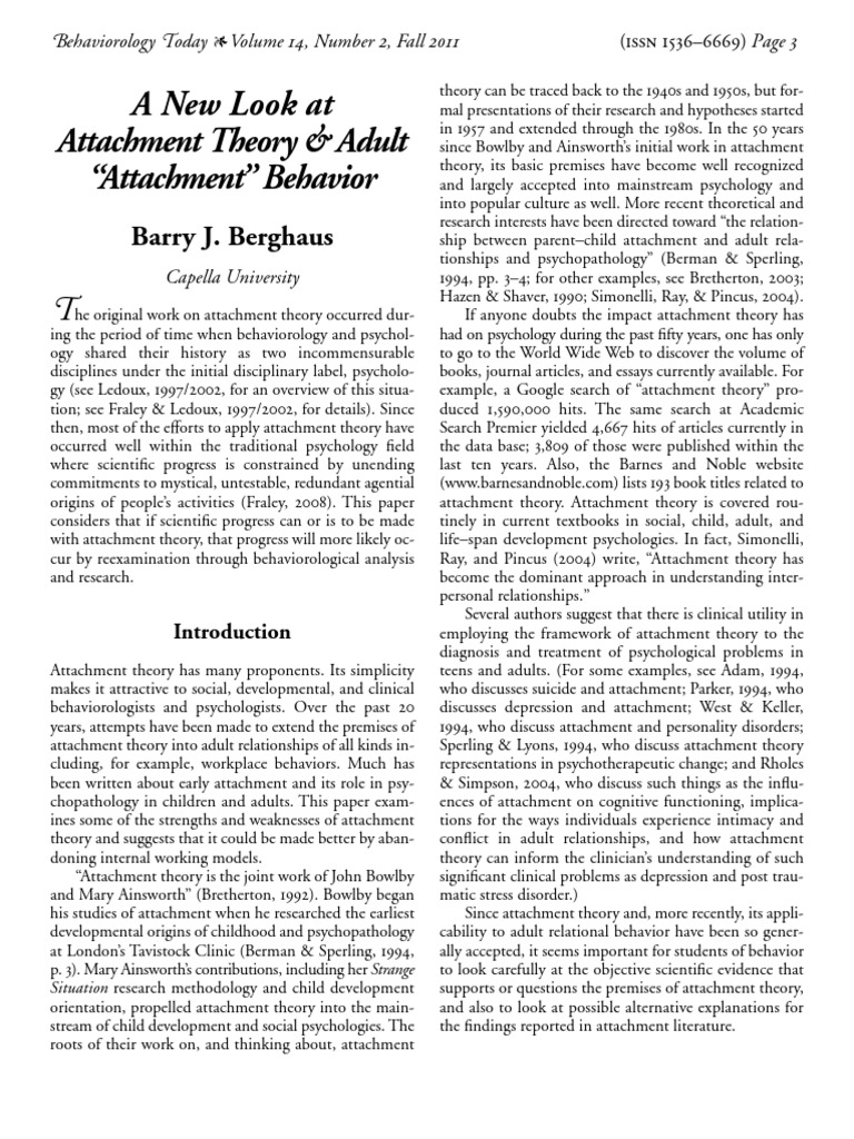A New Look at Attachment Theory & Adult PDF | PDF | Attachment Theory ...