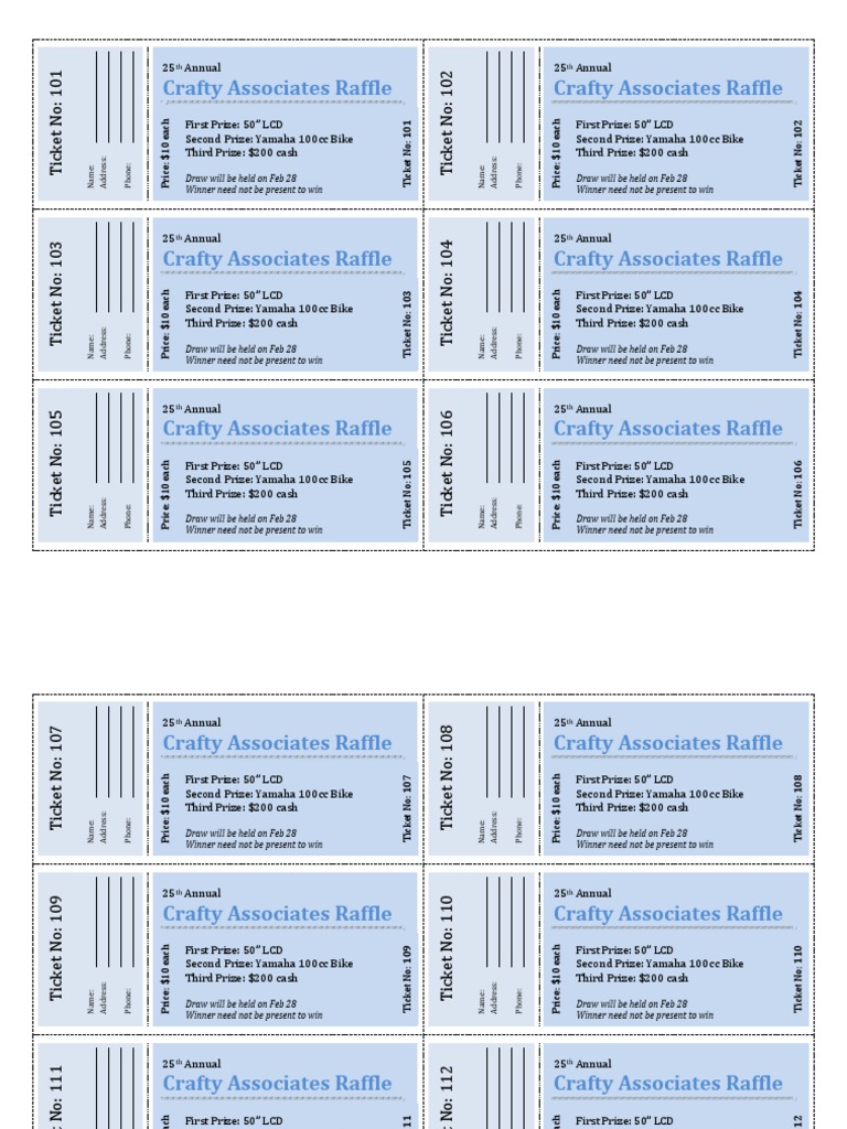 25th Annual Crafty Associates Raffle | PDF | Gambling Games