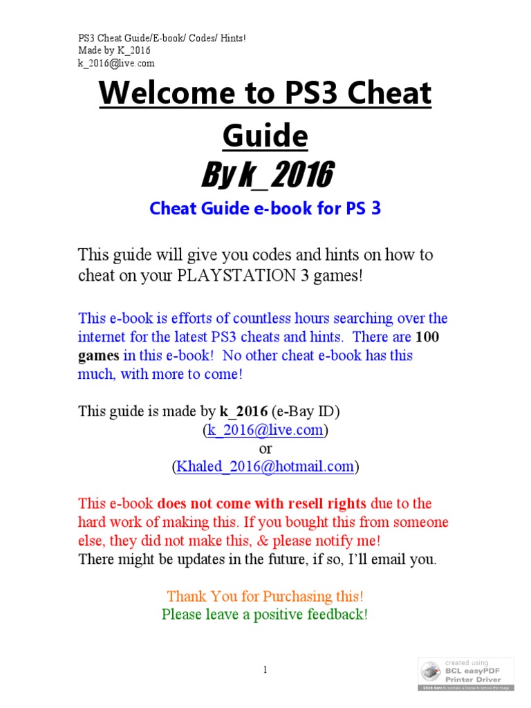 PS3 Cheat | PDF | Cheating In Video Games | Play Station 3