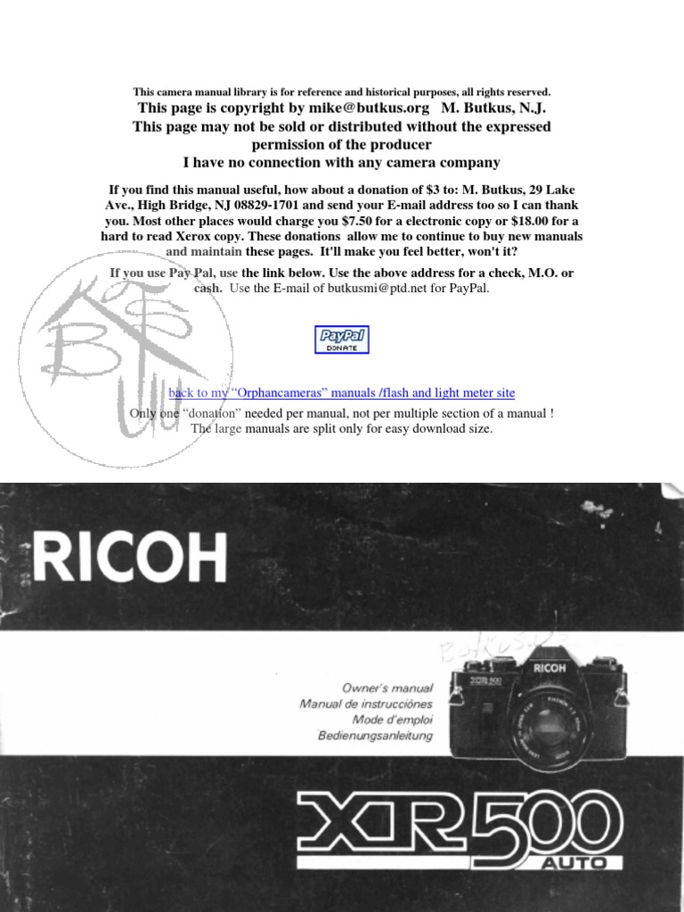 Ricoh XR500 Manual PDF | PDF | Flash (Photography) | Exposure (Photography)