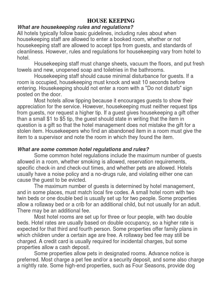 Transcript of HOUSEKEEPING ORGANIZATION STRUCTURE PDF Hygiene