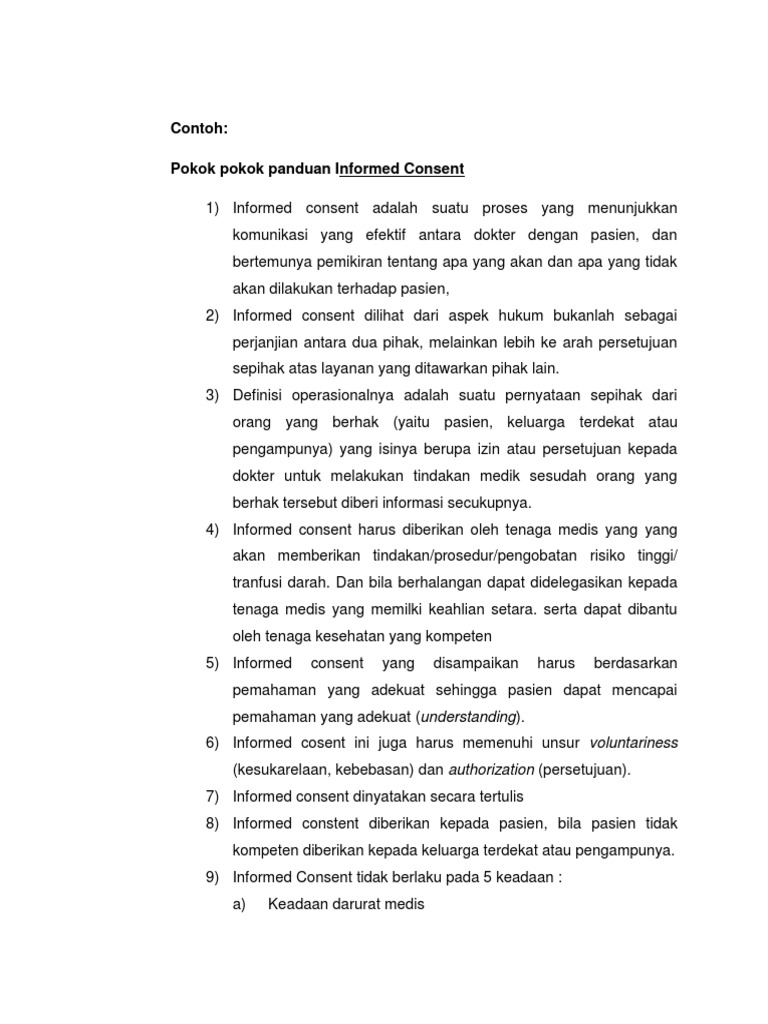 Contoh Panduan Informed Consent | PDF