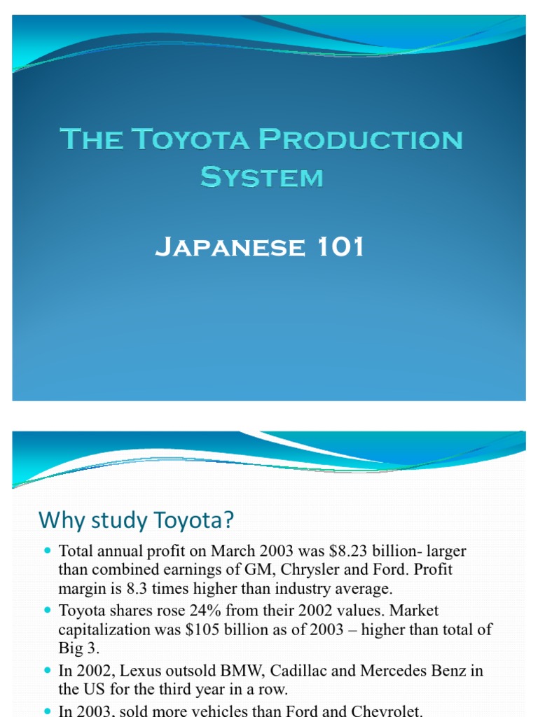 Lean Manufacturing Toyota Production System Lean Update: 5S, Standard