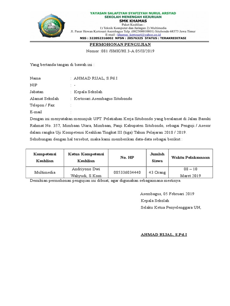 Surat Permohonan Tuk Farmasi