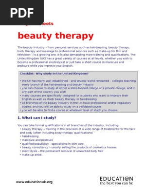 Beauty Therapy Pdf Professional Certification Educational Assessment And Evaluation
