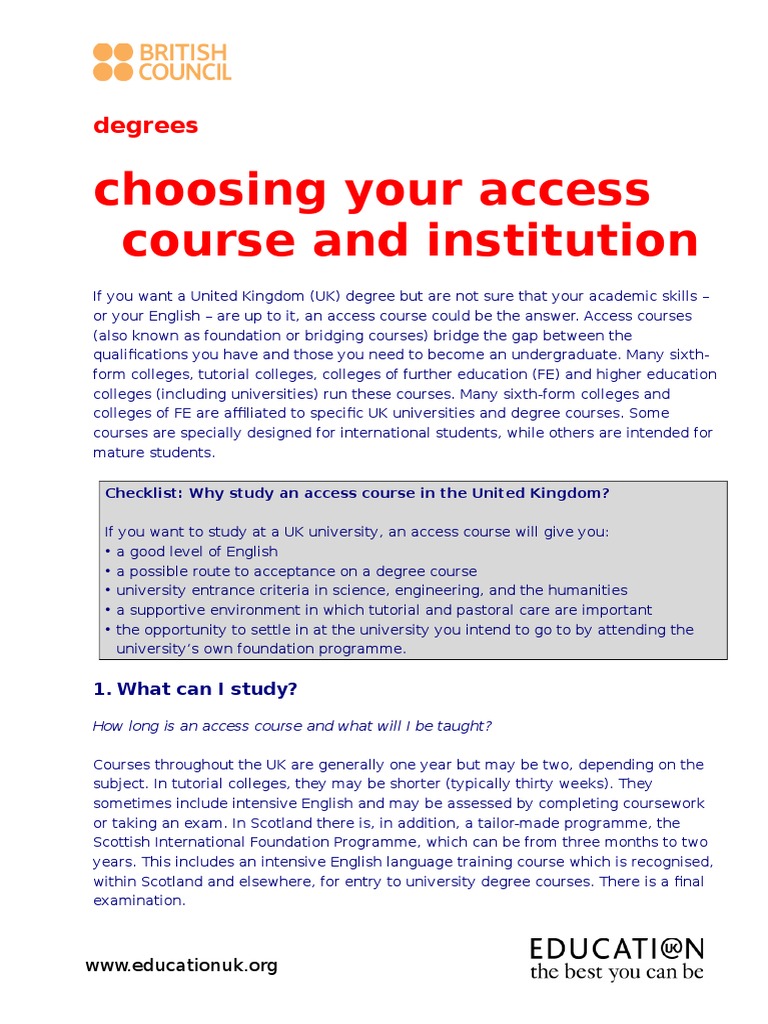 UK Access Courses Guide | PDF | College | Academic Degree