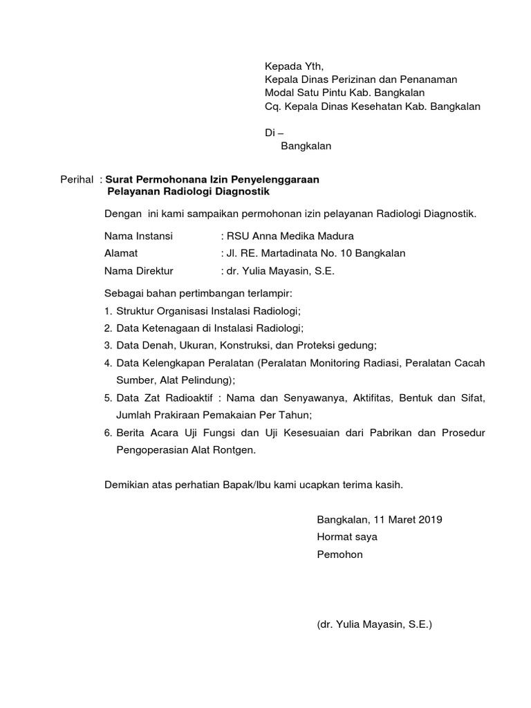Permohonan Izin Pelayanan Radiologi | PDF | Kesehatan Holistik | Sains ...