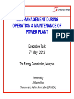 Risk Management During Operation and Maintainance of Power Project