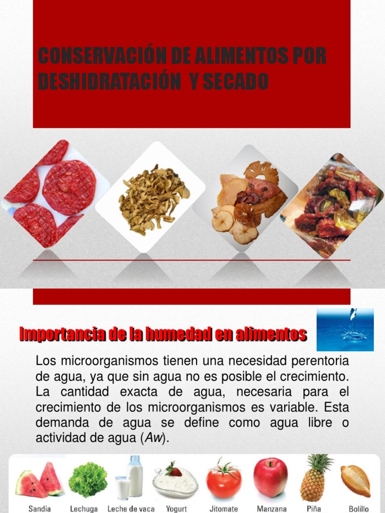 2. Conservacion de Alimentos Por Deshidratracion y Secado | Humedad | Agua