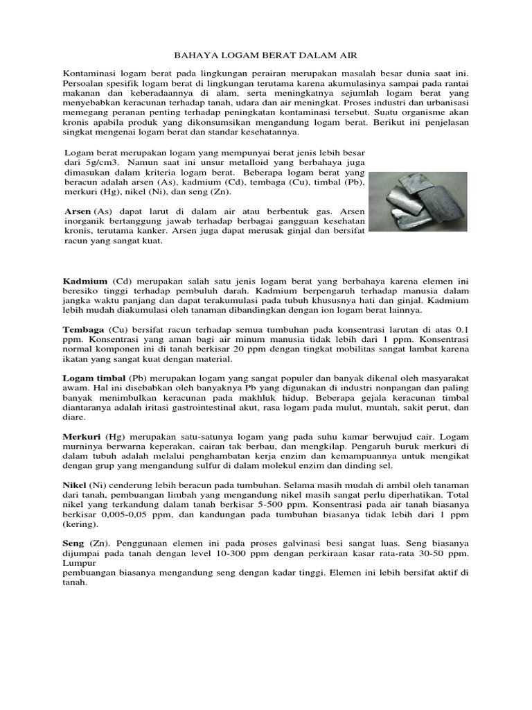 Bahaya Logam Berat Dalam Air