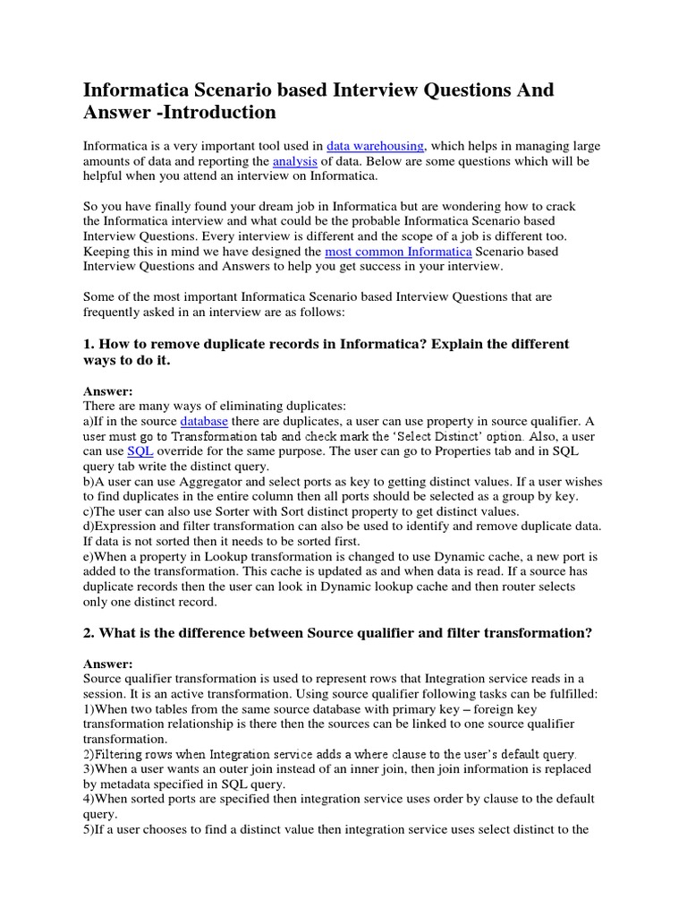 Informatica Scenario Based Interview Questions and Answer ...