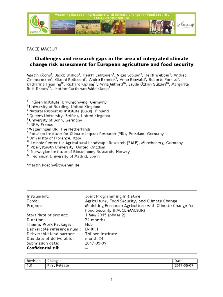 Challenges and Research Gaps in The Area of Integrated Climate Change ...