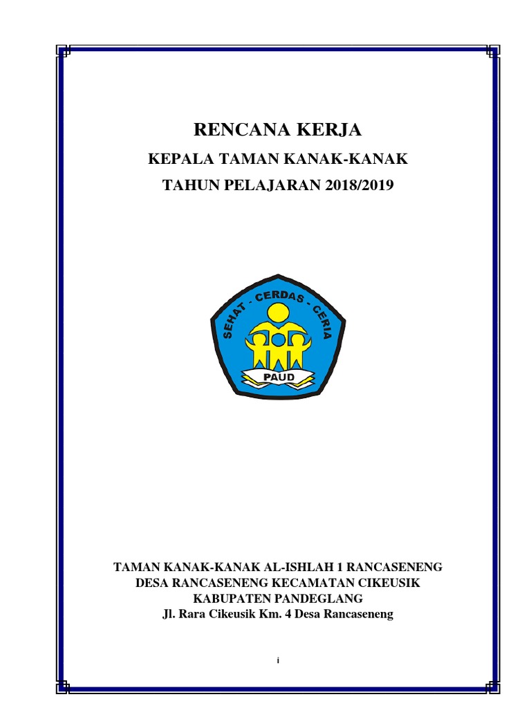 Program Kerja Kepala Tk