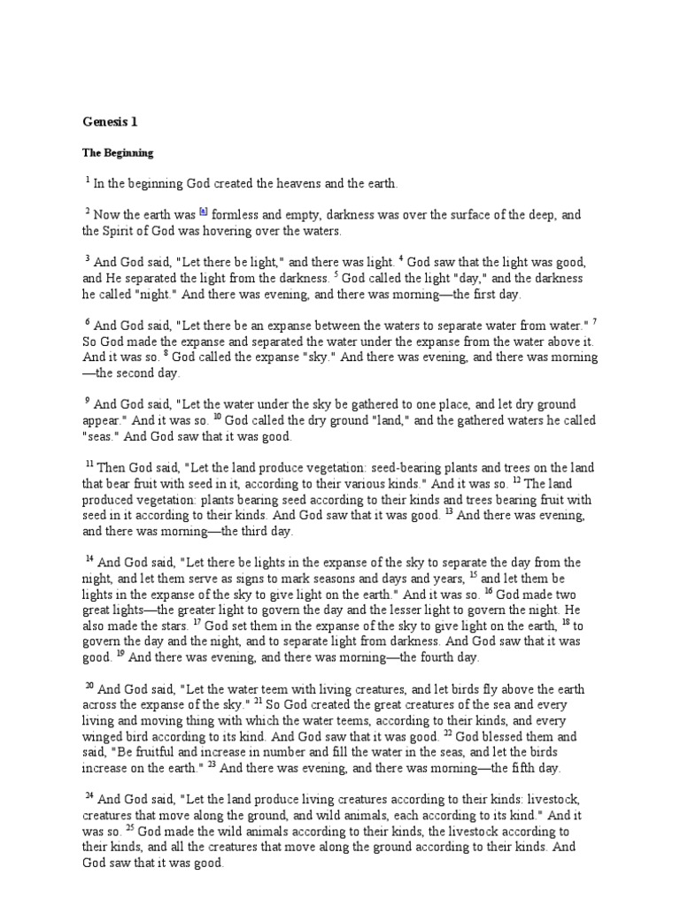 Genesis 1 Pdf Genesis Creation Narrative Sky