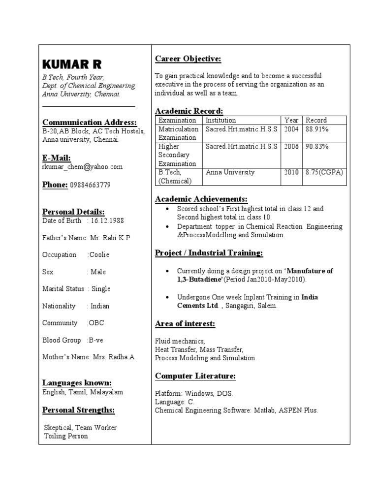 Kumar Resume | PDF | Engineering