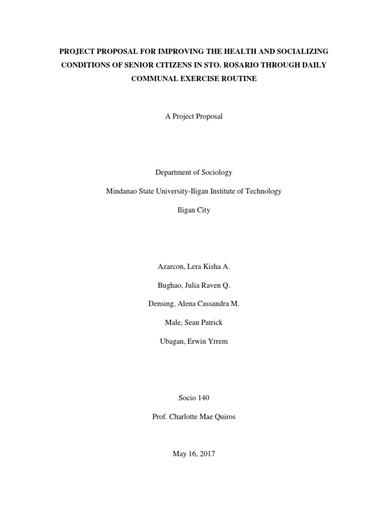 Senior Citizens Health Improvement Proposal | PDF | Old Age | Medicine