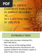 A Study About Garment Industry in Indian Senario AT M.S Knitting Mills in Tirupur